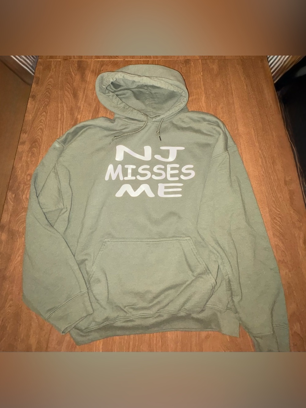 Gildan Olive Green "NJ MISSES ME" Pullover Hoodie
